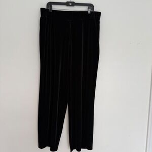 Susan Graver‎ Black Velvet Pull On Pants Women's 1XP Elastic Waist Soft Stretch